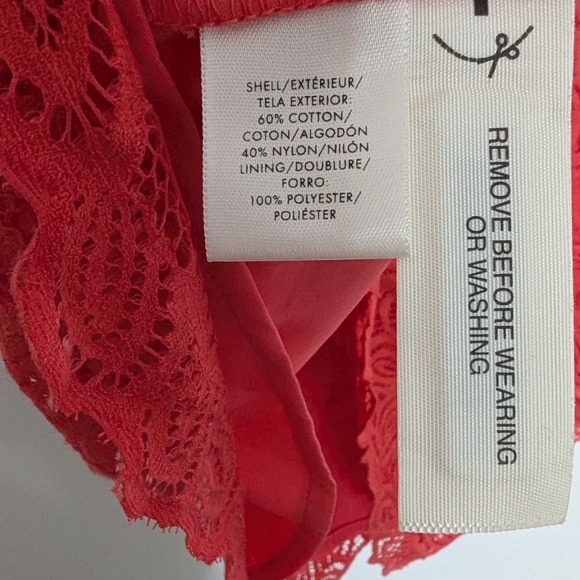 Ann Taylor Dress 10 Pink Shift Lace Overlay Short Sleeve Coral - Picture 5 of 7